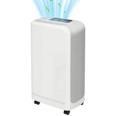 Imagen de HOMCOM Deshumidificador Eléctrico 12L/día Depósito de Agua 2,5L Silencioso hasta 13 18m² con Ruedas Temporizador 24 Horas Pantalla Digital Humedad para Dormitorio Blanco