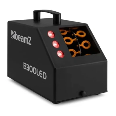 Imagen de BeamZ B300LED máquina de burbujas con LEDs colores y mando a distancia, 25 W, infantil, boda, fiesta. 10.000 pompas jabón por minuto, efectos pompero Negro