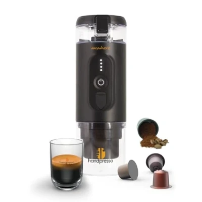 Imagen de Handpresso maquina de cafe portatil E Presso 21700 mini cafetera capsulas con batería recargable USB extraíble funcióna cápsulas café o molido viaje