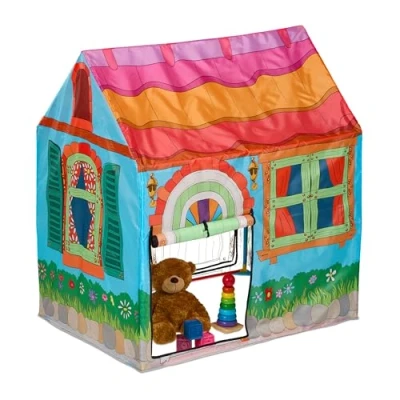 Imagen de Relaxdays Tienda Campaña Infantil Casa de Campo, Casita Juguete Niños, 2 Entradas, Interior, 103x96x75 cm, Multicolor