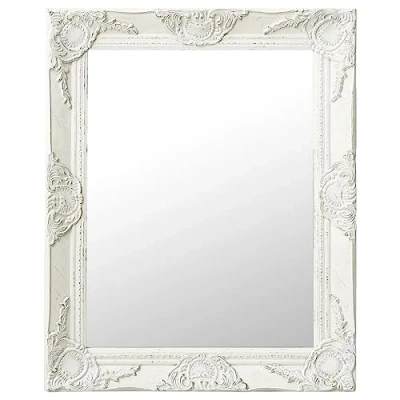 Imagen de vidaXL Espejo de Pared Estilo Barroco Rectangular Colgante Baño Armario Antiguo Retro Consumo Maquillaje Decoración Hogar Blanco 50x60 cm