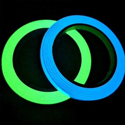 Imagen de Gebildet 2pcs Cinta Luminosa Glow in the Dark, Autoadhesiva Tape Fluorescente, Etiqueta de Seguridad, Impermeable para Decoración Hogar y Signo la Noche (10M x 1CM, Verde + Cielo Azul)