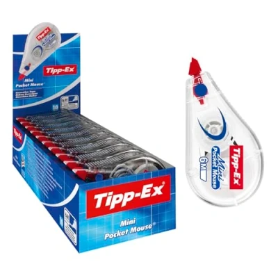 Imagen de Tipp Ex Mini Pocket Mouse Cinta Correctora 6 m x 5 mm, caja de 10 Unidades, óptimo para oficinas, Multicolor