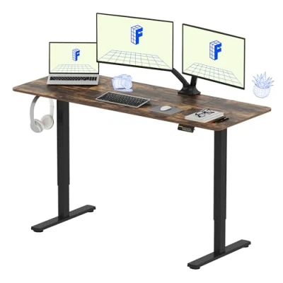 Imagen de FLEXISPOT Escritorio Eléctrico Ajustable en Altura con Tablero Blanca 160x60cm, Standing Desk para Computadora Gancho, Función de Memoria, Oficina y Dormitorio