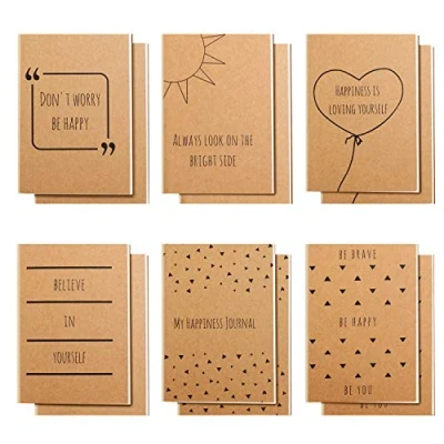 Imagen de Belle Vous Pack de 12 Cuadernos Notas Pequeño con Líneas Diario/Libreta A6 10,5 x 14,8 cm 6 Diseños En Ingles 80 Paginas Papel Cuaderno a Rayas Temas Felices para Viajes y Oficina