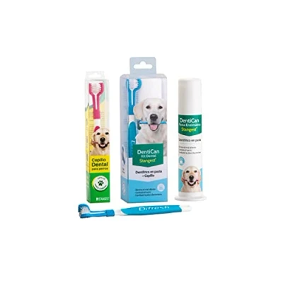 Imagen de Stangest Kit Dental Cepillo + Pasta de Dientes para Perros Limpieza e Higiene Bucal Triple Acción Elimina Mal Aliento Mascotas