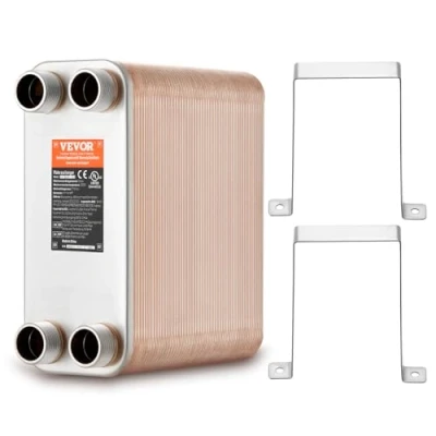 Imagen de VEVOR Intercambiador de Calor Cobre/Acero Inoxidable 316 L, Agua a para Calefacción por Suelo, Calentamiento Agua, Derretimiento Nieve, Enfriamiento Cerveza, 301 x 126 246 mm