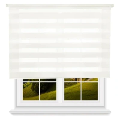 Imagen de Well Home Estor Enrollable Día/Noche Blanco Roto, 170 x 175cm (Ancho Largo)/Tamaño de la Tela 167 170cm