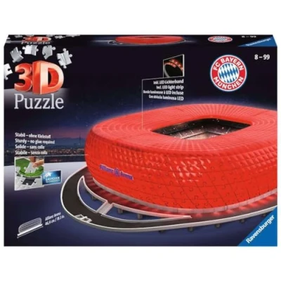 Imagen de Ravensburger Puzzle 3D 216 pièces Stade Allianz Arena illuminé National Soccer Club fútbol Alianza Noche, Color Otro (12530)