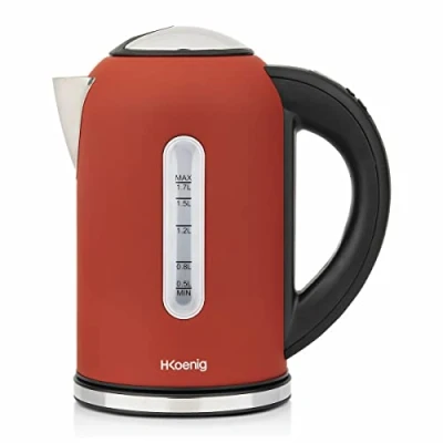 Imagen de Hervidor eléctrico programable H.Koenig INOX 1,7L BOE54 Rojo, Termostato regulable adaptable 40 100C, Ebullición rápida, Compacto, Mantener caliente, 2200W