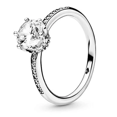 Imagen de PANDORA Signature Anillo con diseño de corona centelleante transparente plata ley circonitas cúbicas transparentes, talla 48