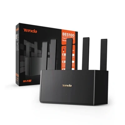 Imagen de [Nuevo] Tenda RE6L Pro Router WiFi 7 BE5100 de Doble Banda, Mesh, 1x2,5 Gbps+3X Puertos WAN/LAN Gigabit, 5 Antenas Verticales, Funcionamiento Multienlace(MLO), 4K QAM, VR/AR Gaming, NFC, VPN