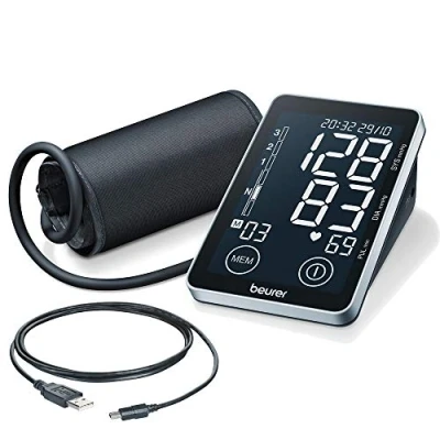 Imagen de Beurer BM 58 Tensiómetro de brazo con interfaz USB, dos memorias usuario para 60 lecturas cada una, detección arritmias e indicador riesgo, circunferencias 22 30 cm