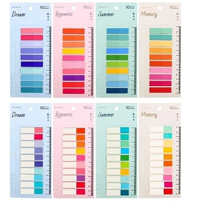 Imagen de Newplenty 1600 Piezas Índices de Pestañas, Marcapaginas Autoadhesivos Colores, Notas adhesivas transparentes con regla para Página/Oficina/Hogar