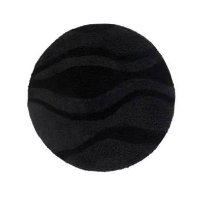 Imagen de RugVista Chateau Alfombra de baño, ∅ 70 cm Redonda, Pelo Corto, Antideslizante, Alfombrilla baño Moderna, Lavable a máquina hasta 30C, 100% Algodón, Negro