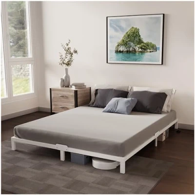Imagen de Dreamzie Cama de Metal 180x200 con Somier Blanco Altura 25 cm Patas