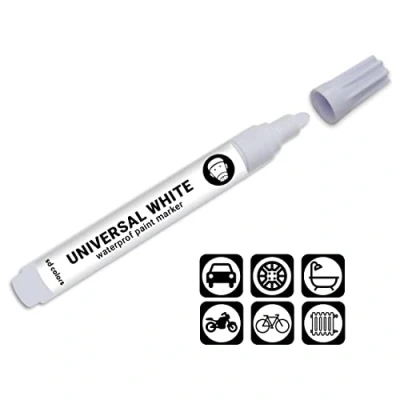 Imagen de SD COLORS Rotulador de pintura universal color blanco, resistente al agua, para reparación astillados, arañazos, coche, metal, madera, plástico, ventanas, marcos, puertas, puertas y