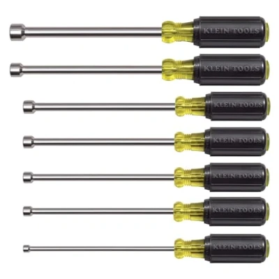 Imagen de Klein Tools 647M Juego de herramientas, fabricado en Estados Unidos, destornilladores tuercas magnéticas, tamaños 3/16, 1/4, 5/16, 11/32, 3/8, 7/16, 1/2 pulgadas, ejes huecos 6 7