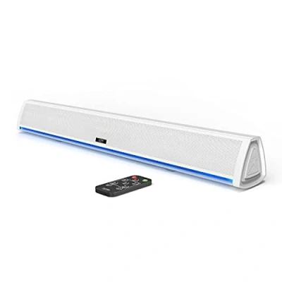Imagen de Audible Fidelity Barra de Sonido TV con Bluetooth, Soundbar para Television, Videojuegos, Música, Barras Altavoces Home Cinema, Oficina y PC Mando a Distancia (Blanco)