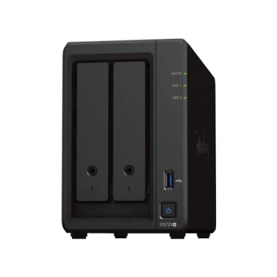 Imagen de Synology DS723+ 2 Bay Diskstation NAS (AMD Ryzen™ 4 Threads R1600 Dual Core GB RAM x RJ 45 1GbE Puerto LAN), Paquete de 8TB con HAT3300 4T