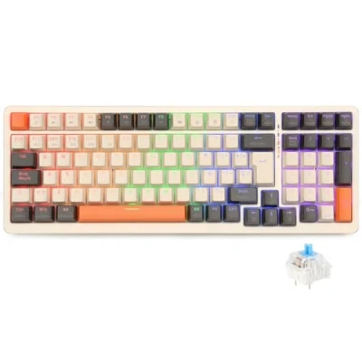 Imagen de Rii RK909 Teclado 96% Gaming Mecánico, 3 Modos de Conectividad, Retroiluminación LED, Layout Español (Interruptores Azules)