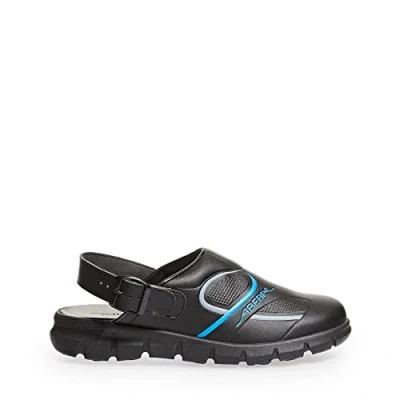 Imagen de Abeba Zapatos de trabajo (microfibra A, con buen agarre, correas ajustables en el talón, aptos para cocina, OB, A,E,FO SRC, HACCP), color negro negro/azul Talla:35