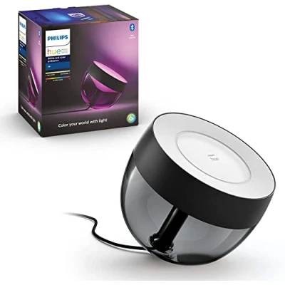 Imagen de Philips Hue Lámpara de mesa inteligente Iris, Luz Blanca y Colores, Compatible con Alexa Google Home, Negra