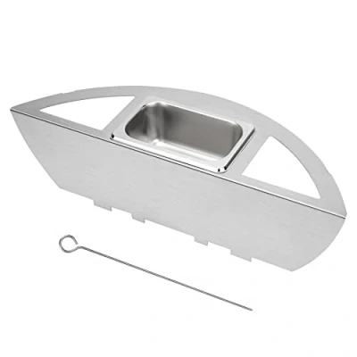 Imagen de Onlyfire Caja Ahumadora de Acero Inoxidable, ahumar con depósito aguapara weber parrilla carbón 57cm, Barbacoa baja y lenta