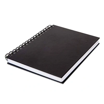 Imagen de Honsell Cuaderno de bocetos con Espiral y Tapa Dura DIN A4, Formato Vertical, 100 Hojas, 110 g/m², Papel Puro, borrar, Libre ácidos Resistente al envejecimiento, Negro Blanco