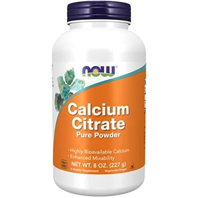 Imagen de Now Foods, Calcium Citrate, Polvo Puro, 227g, Probado en Laboratorio, Calcio, Sin Soja, Gluten, Vegetariano