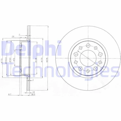 Imagen de DELPHI BG3994 Disco de freno 278 12 5 macizo aceitado sin procesar cojinete rueda, anillo sensor ABS ALFA ROMEO: Giulietta Hatchback