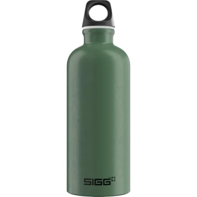 Imagen de SIGG Traveller Leaf Green botella cantimplora (0.6 L), con tapa hermética sin sustancias nocivas, de aluminio ligera