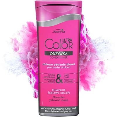 Imagen de Joanna Ultra color Acondicionador Para cabello de rosa y Refrescante cuidado Hidratante tonos rubios fríos rubio plateado platino contra el amarillamiento,