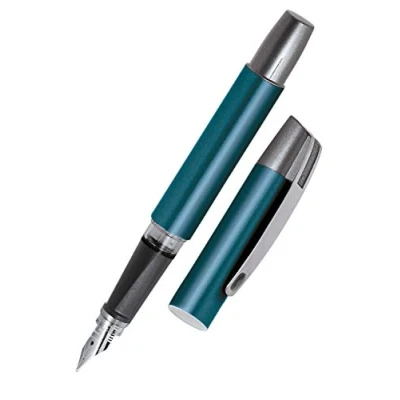 Imagen de Online Campus Petrol Pluma estilográfica para diestros, mango ergonómico, plumín de iridio medio, cartuchos tinta estándar, incluye cartucho combinado azul, apto alérgicos