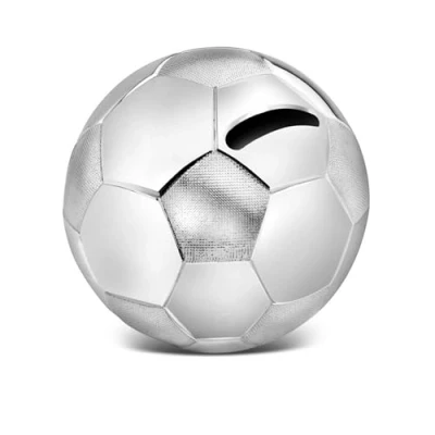 Imagen de Zilverstad Pelotas de fußballs Hucha con diseño fútbol, Color Plateado, Zinc, 85x85x78mm