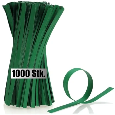 Imagen de com four® 1000x Tiras de encuadernación Papel Alambres Verdes con núcleo Alambre Doble, 20 cm Cada uno para sujeción Plantas, floristería (20 1000x)