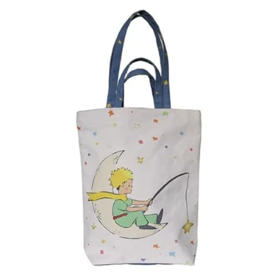 Imagen de Bolsa de algodón Kiub El Principito melocotón con estrellas (35x40cm)
