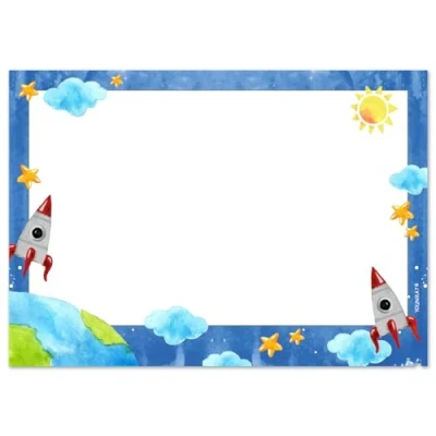 Imagen de Vade de escritorio con diseño espacial en DIN A3, 25 hojas, blanco, azul, papel, para escribir y arrancar, niños grandes pequeños, dv_926