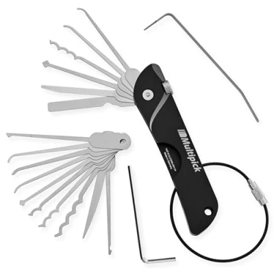Imagen de MULTIPICK Navaja de bolsillo Naranja [7 Herramientas EDC Edition +10 Cuchillas] Ganzua Lockpicking Set Juego Ilaves Bumping Arrastre Maestras para Abrir Cerraduras