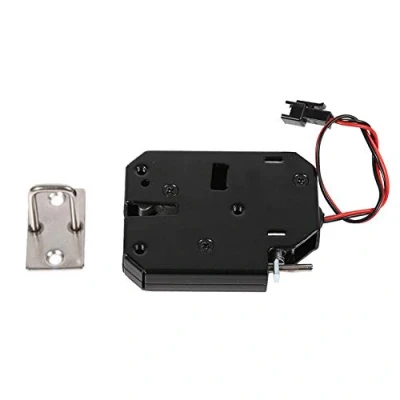 Imagen de DEWIN Cerradura Eléctrica, de Acero al Carbono con Control Eléctrico Electromagnético DC 12V 2 a para Gabinete, Cajón, Casilleros, Sin Interruptor Detección (Negro)