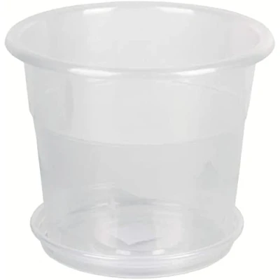 Imagen de Sempreviva Maceta con Plato de plástico Transparente 17 x 13 cm, Macetero, Jardinera,Macetas