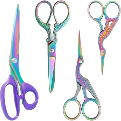Imagen de Asdirne juego de tijeras costura revestimiento titanio, tela profesional, cuchillas acero inoxidable ultra afiladas, mango ergonómico
