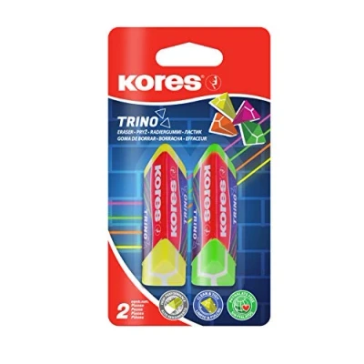 Imagen de Kores RG40523 Trino Goma de borrar triangular (2 unidades), colores neón