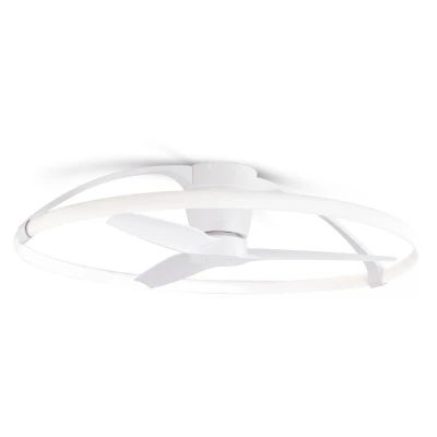 Imagen de Mantra Iluminación. Modelo NEPAL. Ventilador y plafón de techo 105 cm diámetro en color blanco. Fuente luz LED 75W 2700K 5000K 7200lm. 35W