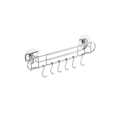 Imagen de WENKO Turbo Loc® barra para colgar con ganchos fijar sin taladrar Cromo brillante