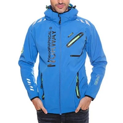 Imagen de Geographical Norway Chaqueta softshell de los hombres en el exterior Rainman Turbo Dry capucha Azul, S
