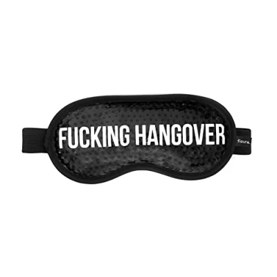 Imagen de FISURA Antifaz gel frio “F*cking Hangover. frío para ojos negro. Máscara de hinchados y antiojeras. refrescante con mensaje. 18,5 cm x 9