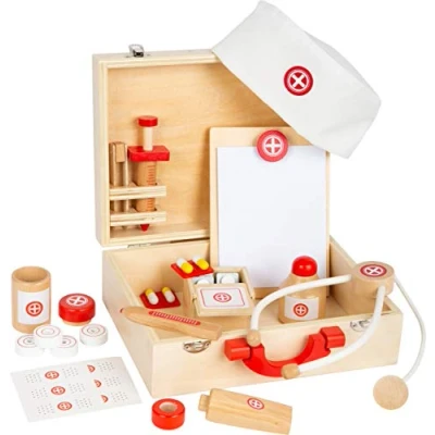 Imagen de 11695 Maletín de médico, small foot, Madera Natural, Juego niños, con Muchos Accesorios, a Partir 3 años.