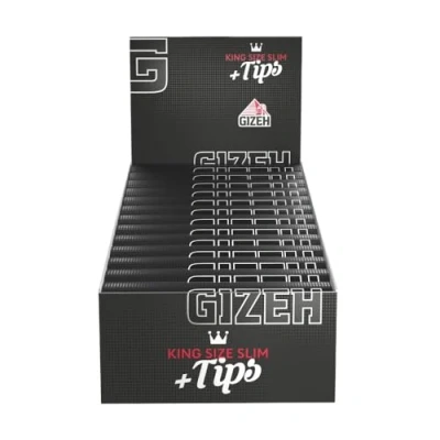 Imagen de Gizeh Black King Size Slim Papel de fumar con filtros anchos y perforados (extra fino, 110 x 44 mm)