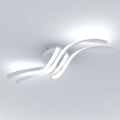 Imagen de Comely Lámpara de Techo LED Moderna, 32W 3600LM 60cm Plafon Techo, Blanco Aluminio Iluminación para Dormitorio, Sala Estar, Pasillo, Luz Blanca Fría 6500K